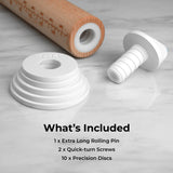 What's included with the Birchberry Adjustable Rolling Pin