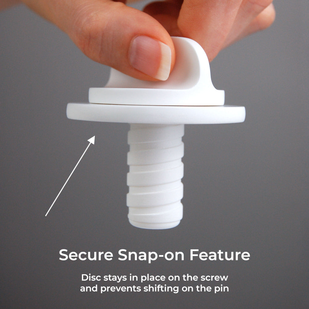 Birchberry Adjustable Rolling Pin screw with disc showcasing our secure snap on feature and quick-turn technology