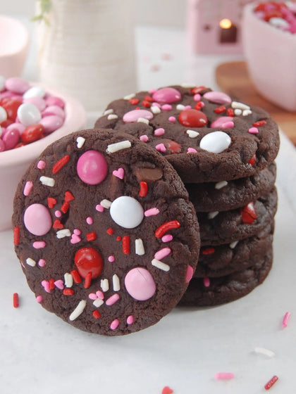 Valentine's Chocolate M&M Cookies